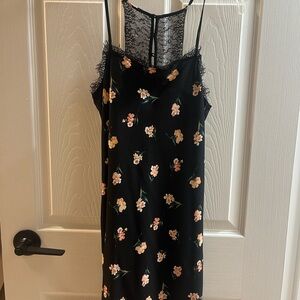 Hollister Black and Orange Spaghetti Strap Slip Dress